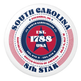South Carolina US State Rött vitt blått Typography Knopp