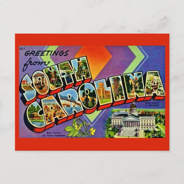 South Carolina välkomst vykort (Framsida)