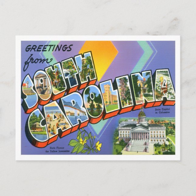 South Carolina Vintage Big Brev Postcard Vykort (Framsida)