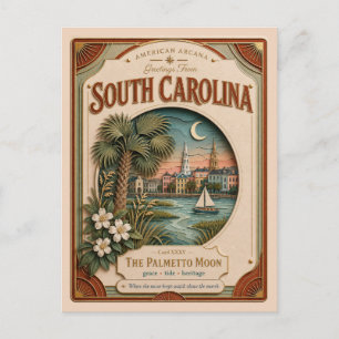 South Carolina Vintage Paper Cut American Arcana Vykort
