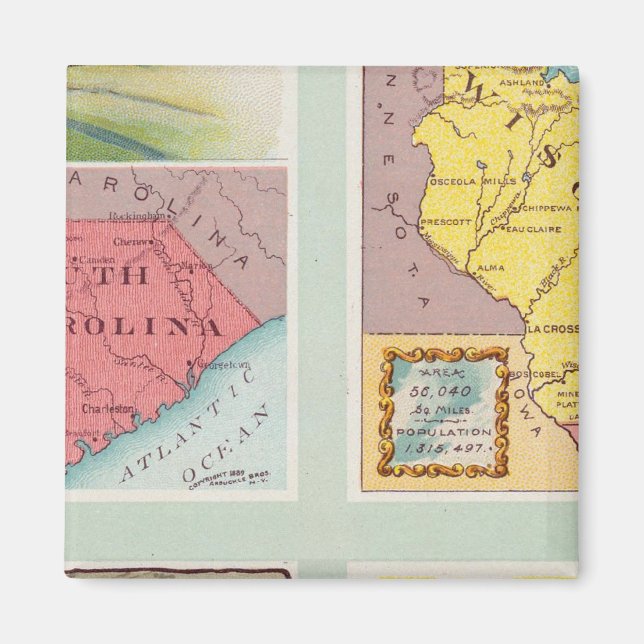 South Carolina, Wisconsin, Maine, Michigan Magnet (Framsidan)