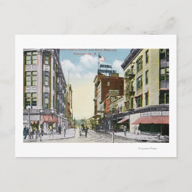 South Center Street View of Hotel Mohawk Vykort (Framsida)