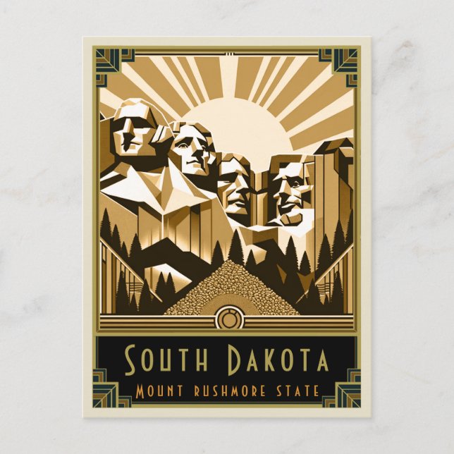 South Dakota | Art Deco Vykort (Framsida)