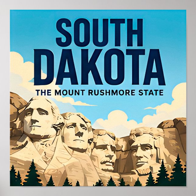 South Dakota Badlands Black Hills Mount Rushmore Poster (Framsidan)