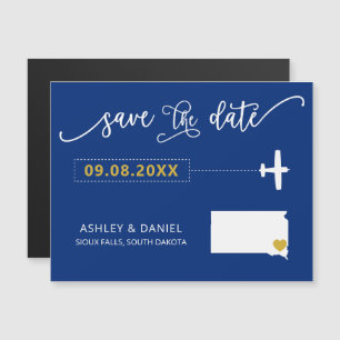 South Dakota Bröllop spara datum Card, Karta Magnetisk Inbjudningskort