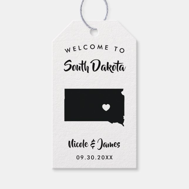 South Dakota Bröllop Welcome Bag Märkre, Karta Presentetikett (Framsidan)