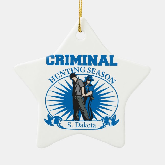 South Dakota brottslig jaktsäsong Julgransprydnad Keramik (Framsidan)