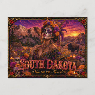 South Dakota Día de los Muertos Retro Vykort