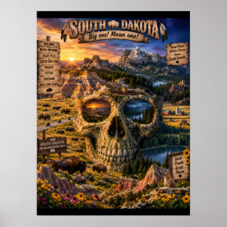 South Dakota Dödskalle Konsttryck | State of Mind Poster