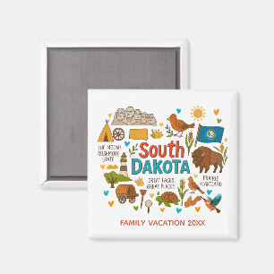 South Dakota Familjeresa Minnessak Anpassad Magnet