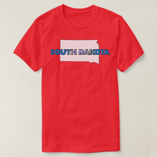South Dakota Färgad State Brev T Shirt (Design framsida)