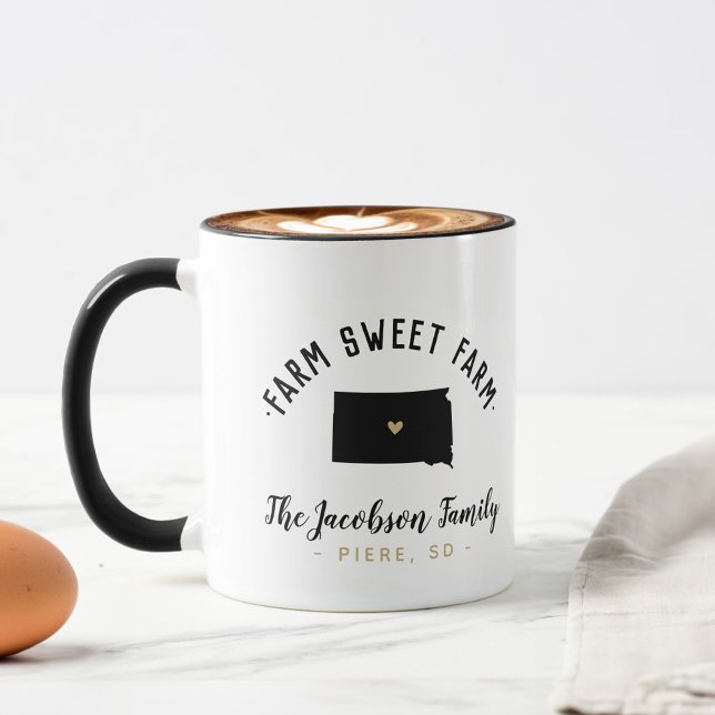 South Dakota Farm Sweet Farm Family Monogram Mugg (Skapare uppladdad)