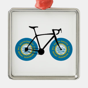 South Dakota Flagga Cycling Julgransprydnad Metall