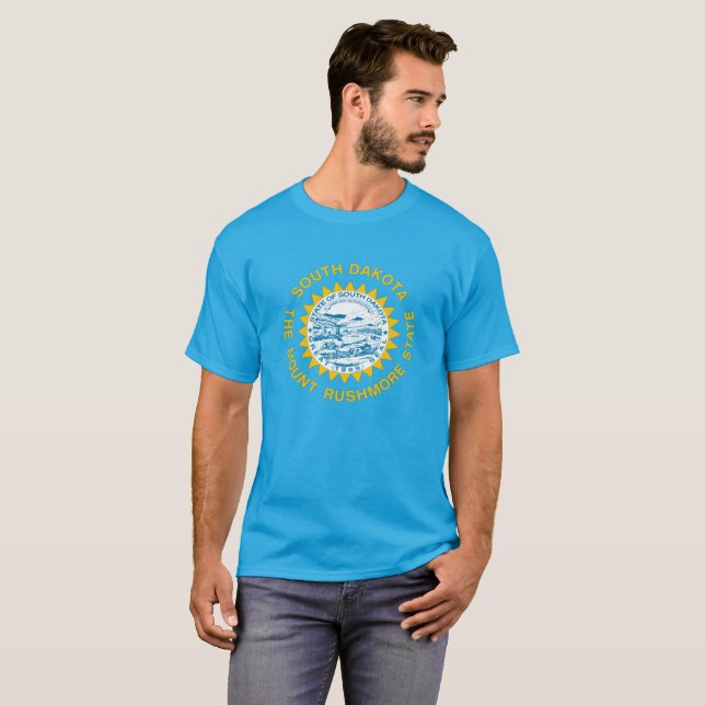 South Dakota flagga T Shirt (Hel framsida)