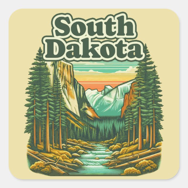 South Dakota Fyrkantigt Klistermärke (Framsida)