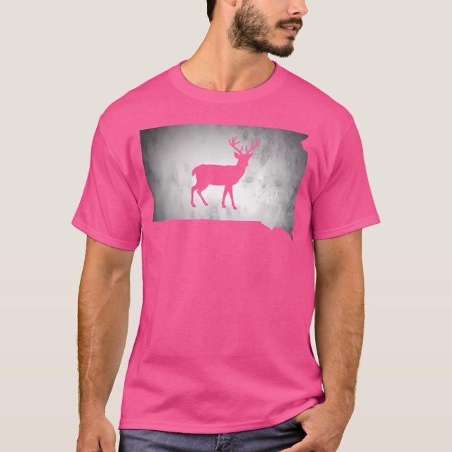 South Dakota Hjort Hunting T Shirt (Framsida)