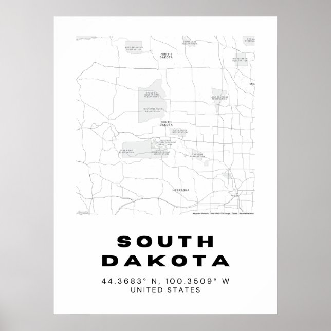 South Dakota Karta Design Poster (Framsidan)