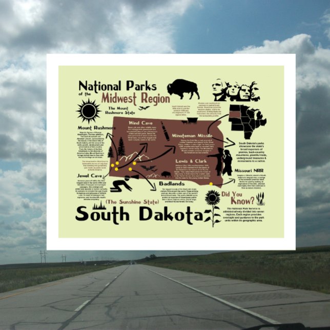 South Dakota Karta i Parker Vykort (Skapare uppladdad)