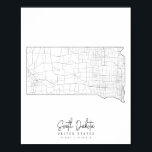 South Dakota Minimal Street Karta Poster<br><div class="desc">South Dakota Minimal Street Karta</div>