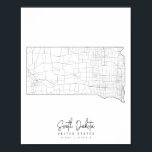 South Dakota Minimal Street Karta Poster<br><div class="desc">South Dakota Minimal Street Karta</div>
