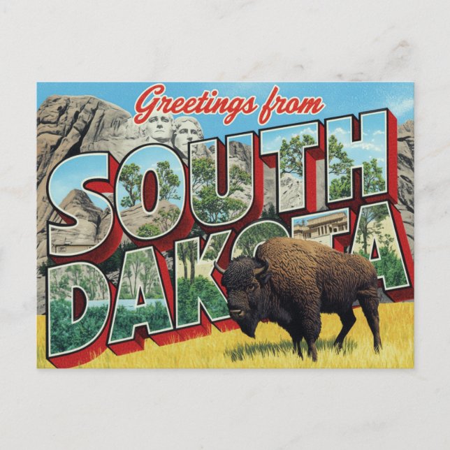 South Dakota Mount Rushmore Bison Vykort (Framsida)