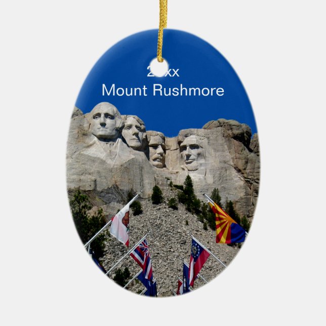 South Dakota Mount Rushmore Julgransprydnad Keramik (Framsidan)