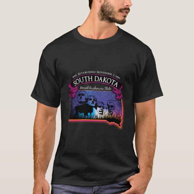 South Dakota Mount Rushmore State Karta Buffalo St T Shirt (Framsida)