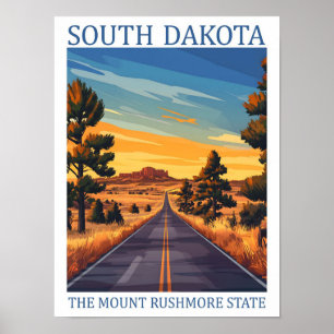 South Dakota Mount Rushmore State USA Travel Poster