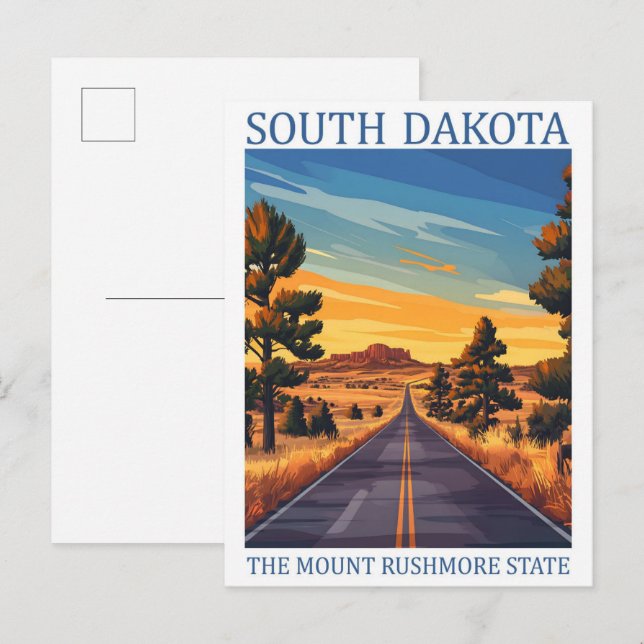 South Dakota Mount Rushmore State USA Travel Vykort (Fram/baksida)