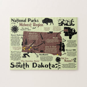 South Dakota National Parker Infographic Karta Pussel