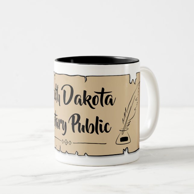 South Dakota Notary Public Rulla Feather Quill Två-Tonad Mugg (Framsida höger)