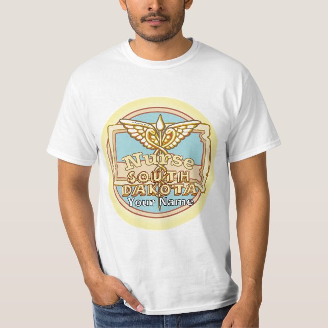 South Dakota Nurse Caduceus  T Shirt (Framsida)