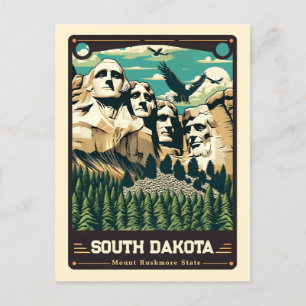 South Dakota Patriotisk Vintage Vykort