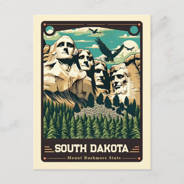 South Dakota | Patriotisk Vintage Vykort (Framsida)