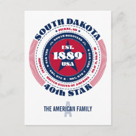 South Dakota, Pierre, SD, Patriotic, Monogram Vykort