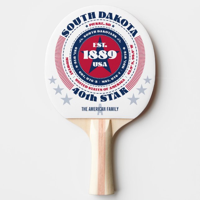 South Dakota Pride Circular Typography Monogram Pingisracket (Framsidan)