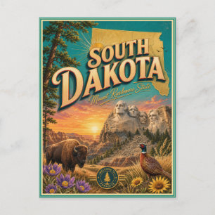 South Dakota Retro Resminnerings Souvenir Postkort Vykort