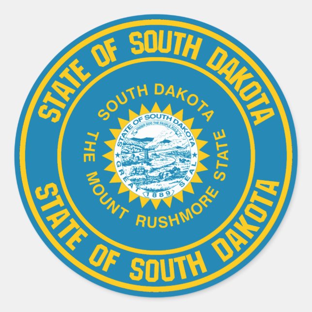 South Dakota Round Emblem Runt Klistermärke (Framsida)