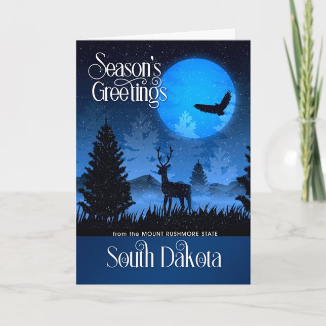 South Dakota Season's Greetings Woodland Hjort Helgkort (Framsida)