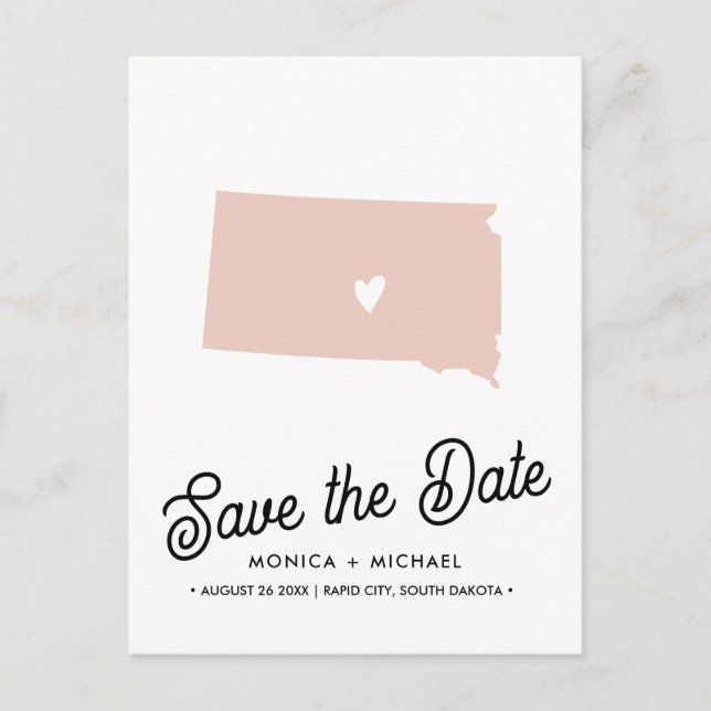 SOUTH DAKOTA State Destination Wedding ANY FÄRG Meddelande Vykort (Framsida)