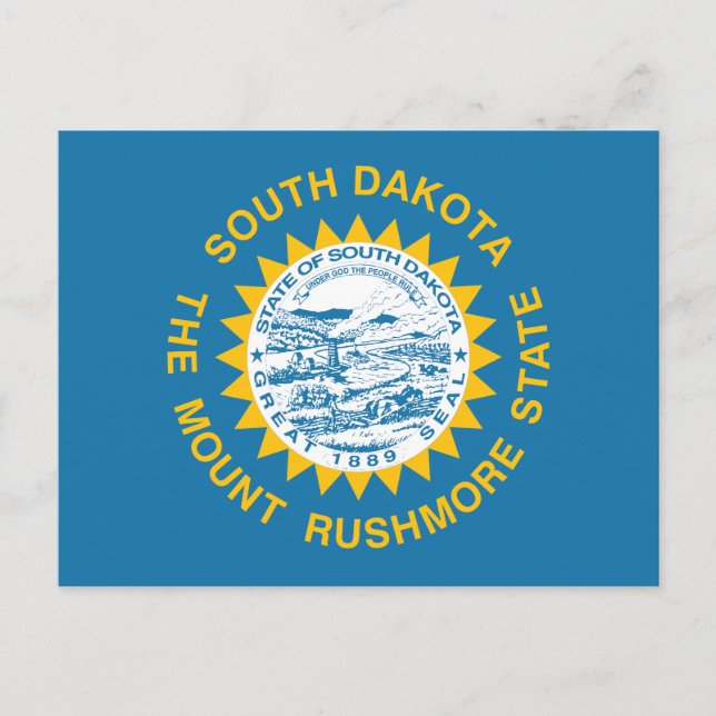 South Dakota State Flag Gyllene Strålar Souvenir Vykort (Framsida)