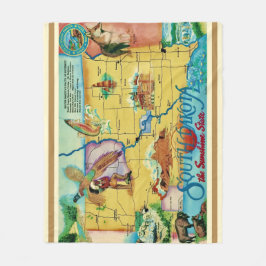 South Dakota State Postcard Throw Fleecefilt