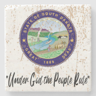 South Dakota State Seal and Motto - Stone Underlä Stenunderlägg