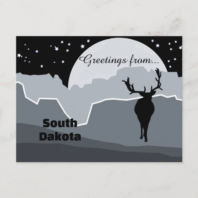 South Dakota State Vackra Dimmgråa Vykort (Framsida)