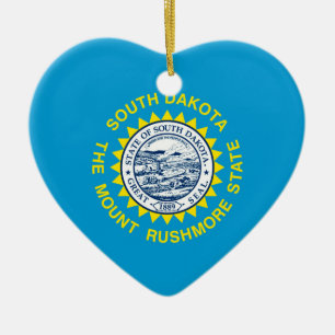 South Dakota Statlig flagga Design Julgransprydnad Keramik
