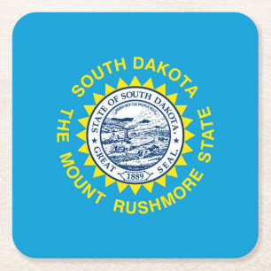 South Dakota Statlig flagga Design Underlägg Papper Kvadrat