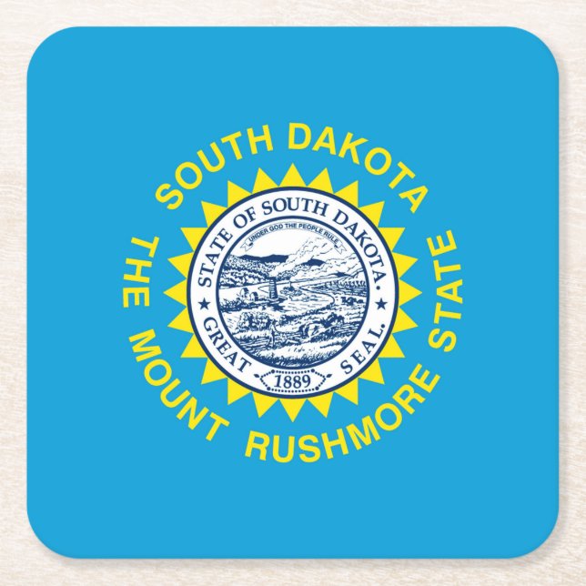 South Dakota Statlig flagga Design Underlägg Papper Kvadrat (Framsidan)