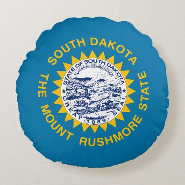 South Dakota Statlig flagga Rund Kudde (Framsidan)