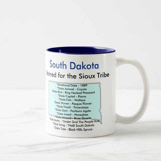 South Dakota symboler & karta Två-Tonad Mugg (Höger)