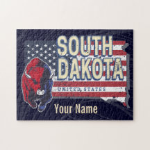 South Dakota United Stater Retro State Karta Vinta